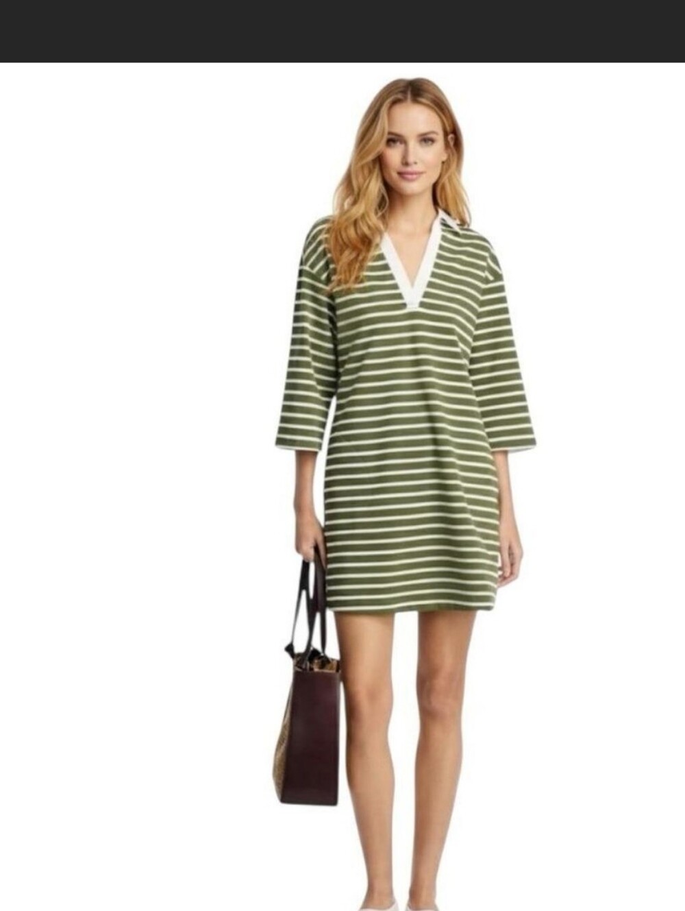 Tommy Bahama Olive Green and White Striped Polo Dress NWOT